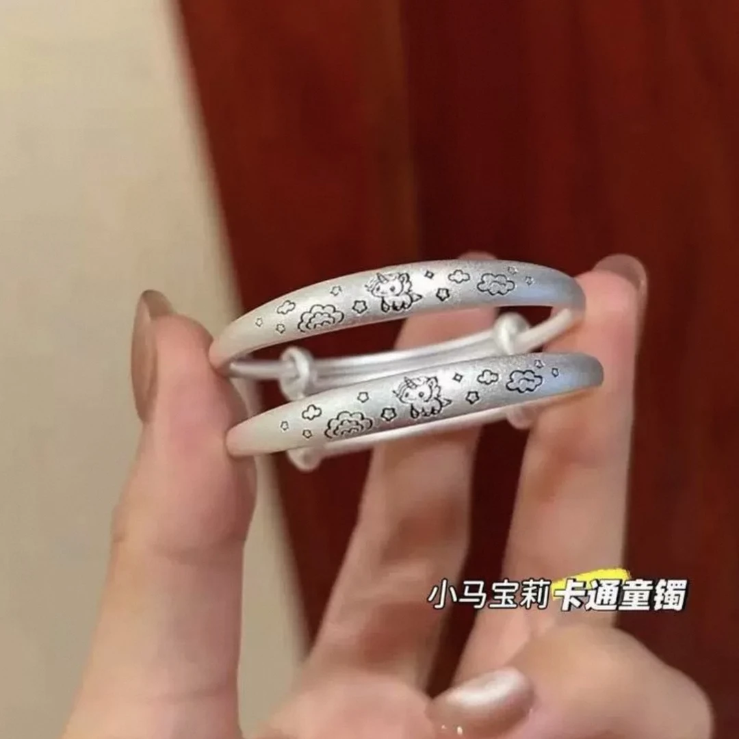 足银手镯 足银 生肖马祥云福马