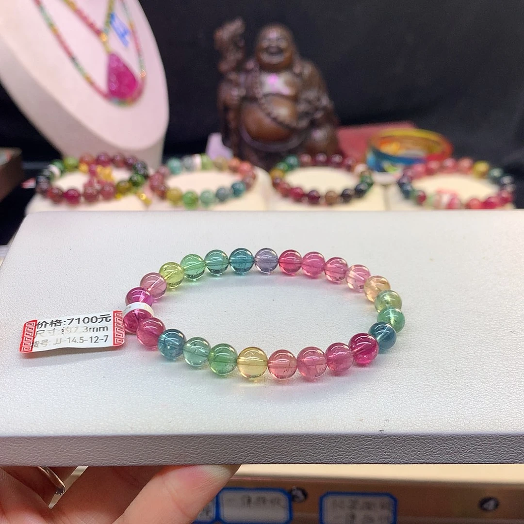 碧玺未镶嵌手串7.3/荧光人鱼姬。