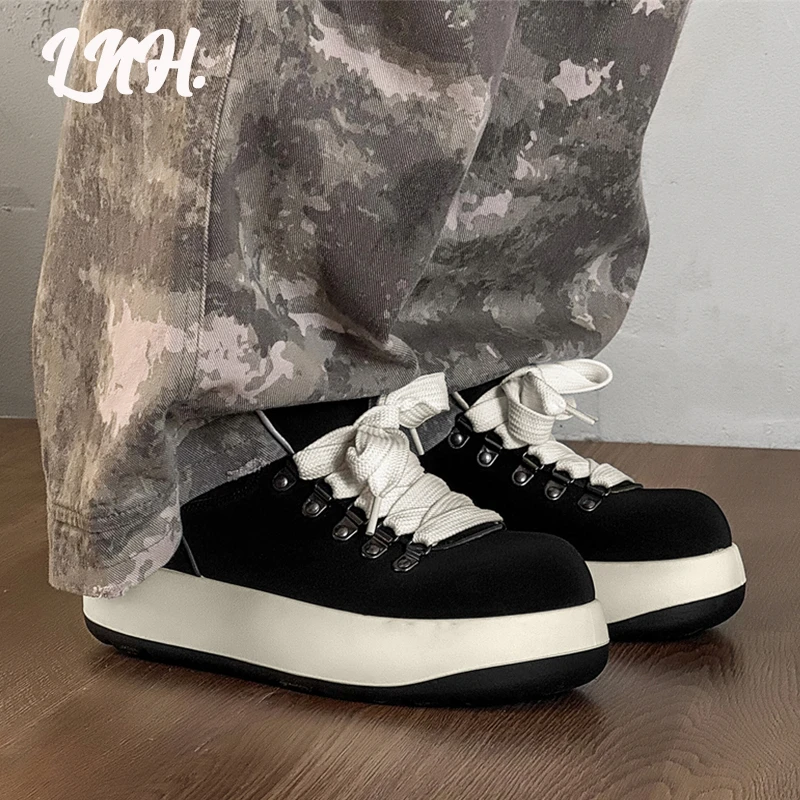 国潮黑武士米奇大头鞋男厚底增高百搭丑萌板鞋复古休闲胖丁面包鞋