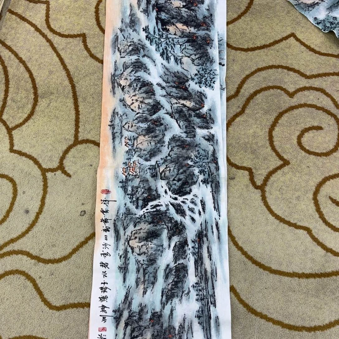 国画杨志杰四尺对开童