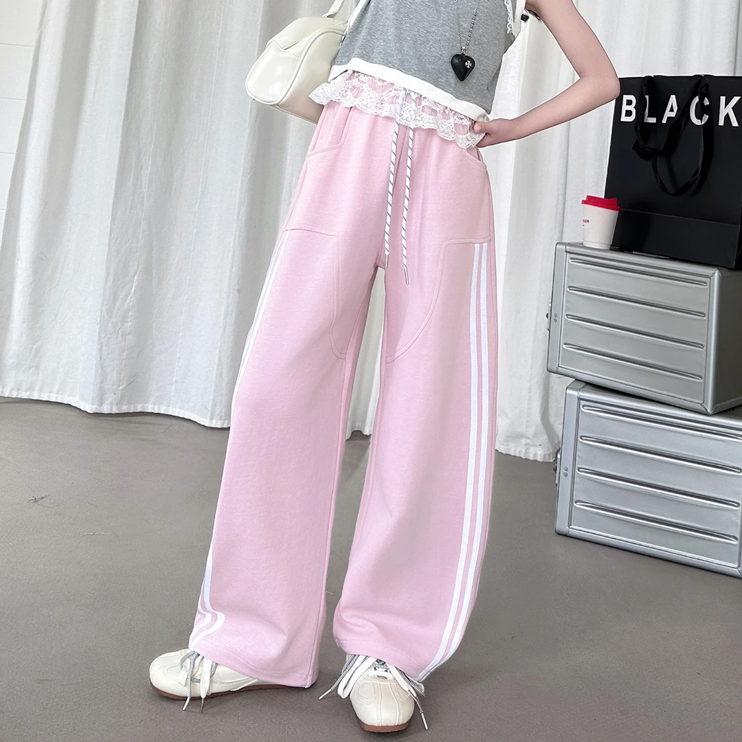 女童夏季运动裤2025新款洋气时尚拉条休闲裤6-12岁中大童夏款裤子