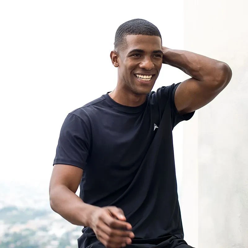 出口单 凉感速干透气面料！大弹力 夏季男士反光印花速干短袖T恤衫