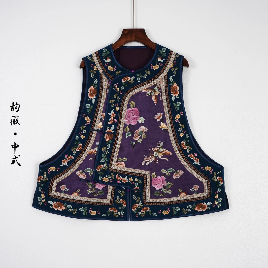 【如愿】女士上衣马甲中国风传统国风中式琵琶襟重工刺绣太太服0307