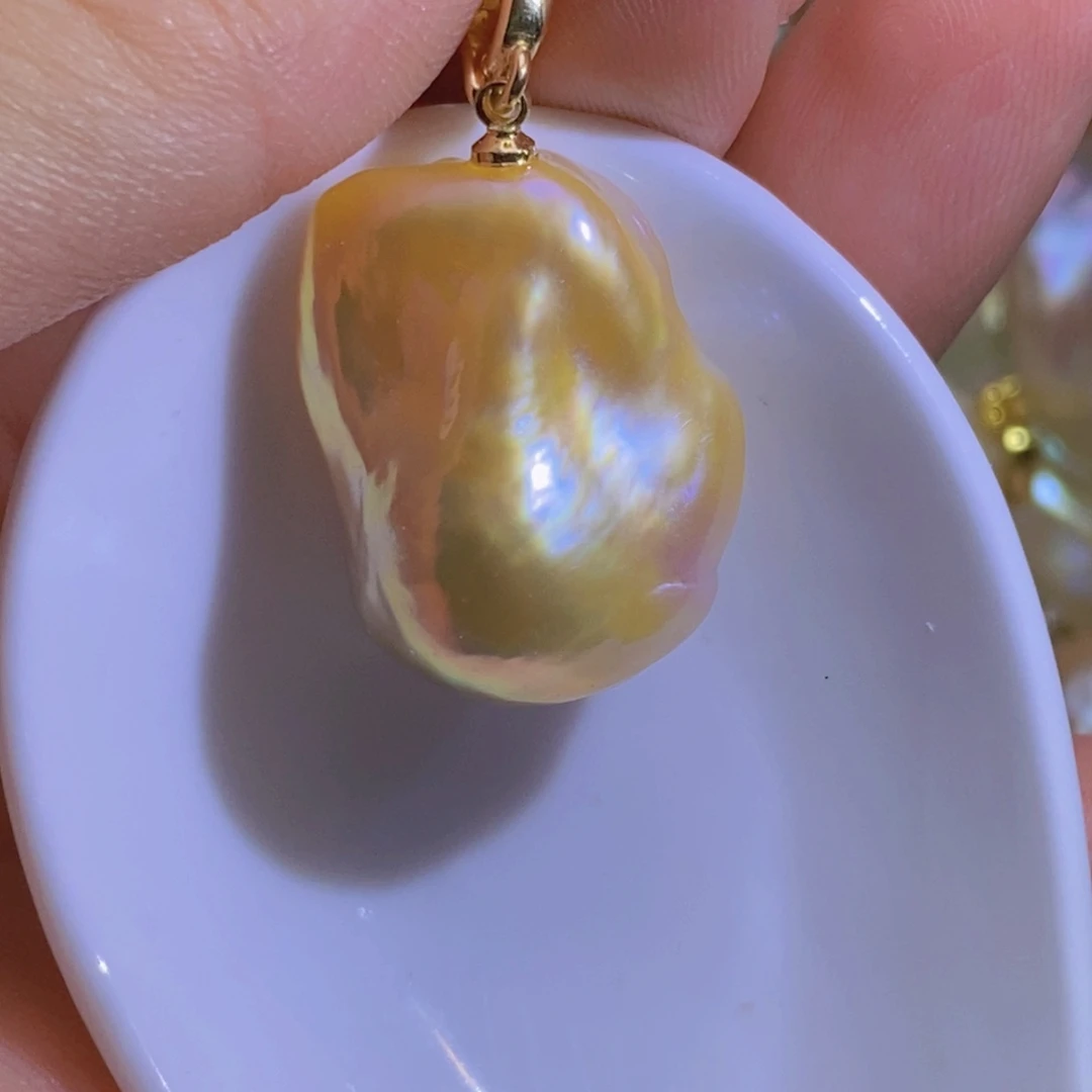 银S925镶嵌淡水珍珠天然淡水珍珠无染色无优化