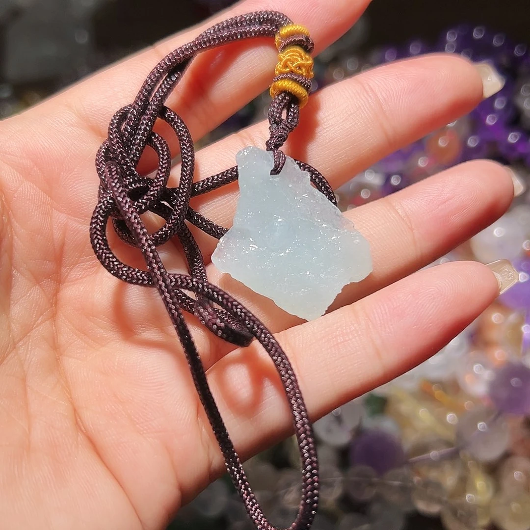 水晶手链未镶嵌海蓝宝原石吊坠