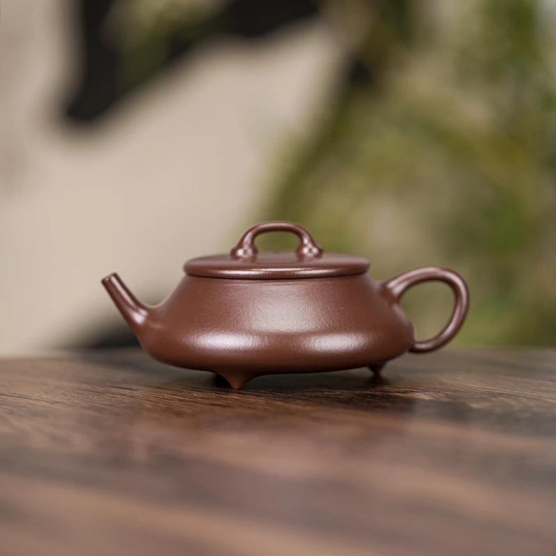 【逸瓢】 原矿紫朱泥  160cc 手工制作 内推孔  宜兴紫砂壶
