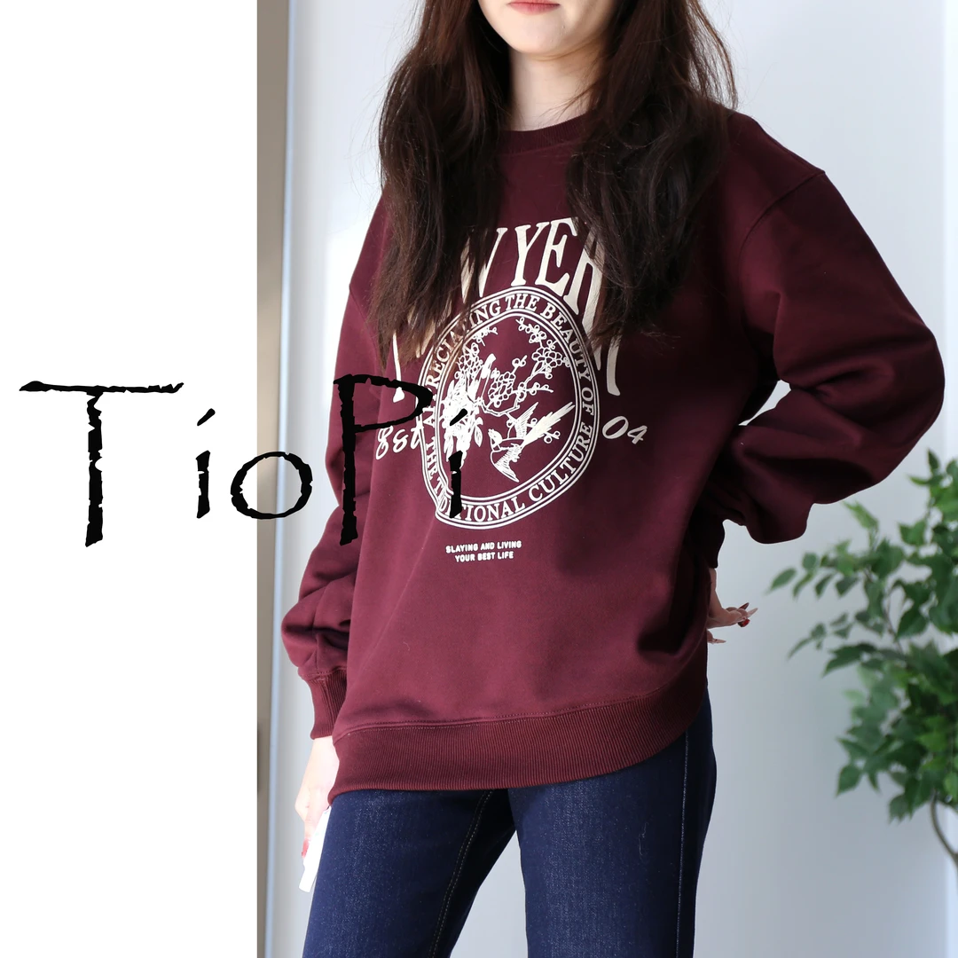 【新中式】2025喜上眉梢植绒印花棉质卫衣女1#