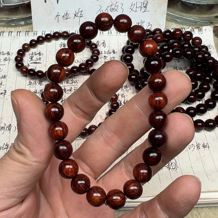 降真香手串/手链海南红降08圆珠黄金虫漏