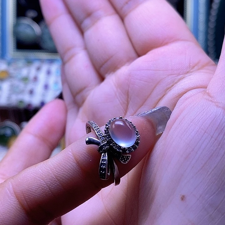 岫玉银S925镶嵌戒指