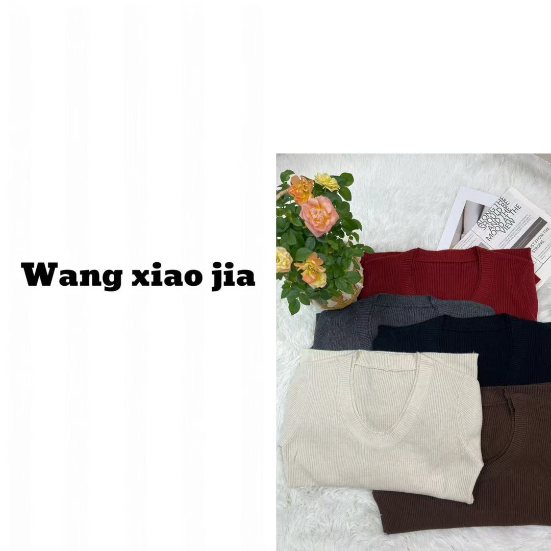 【王晓家】新款秋季新款圆领针织打底小衫