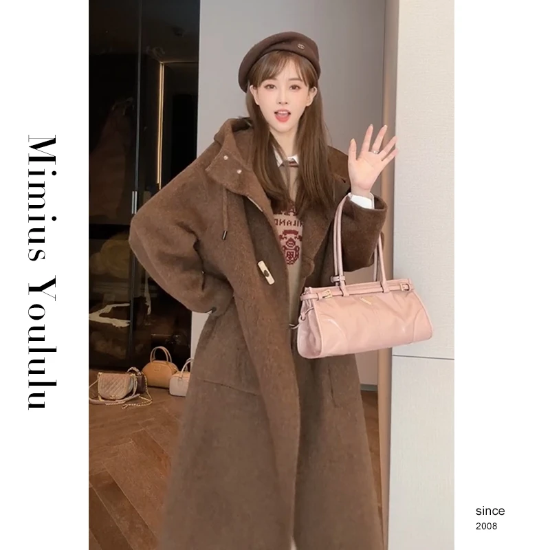 【mimius】游鹿鹿 高级感双面呢大衣中长款外套（只可干洗） F07435