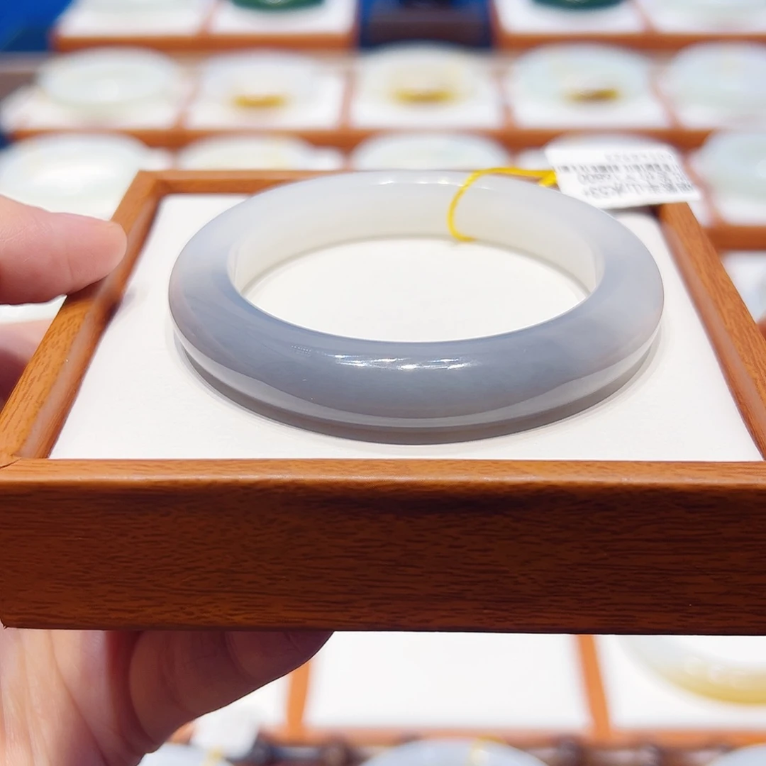 和田玉未镶嵌手镯烟紫半山水5354