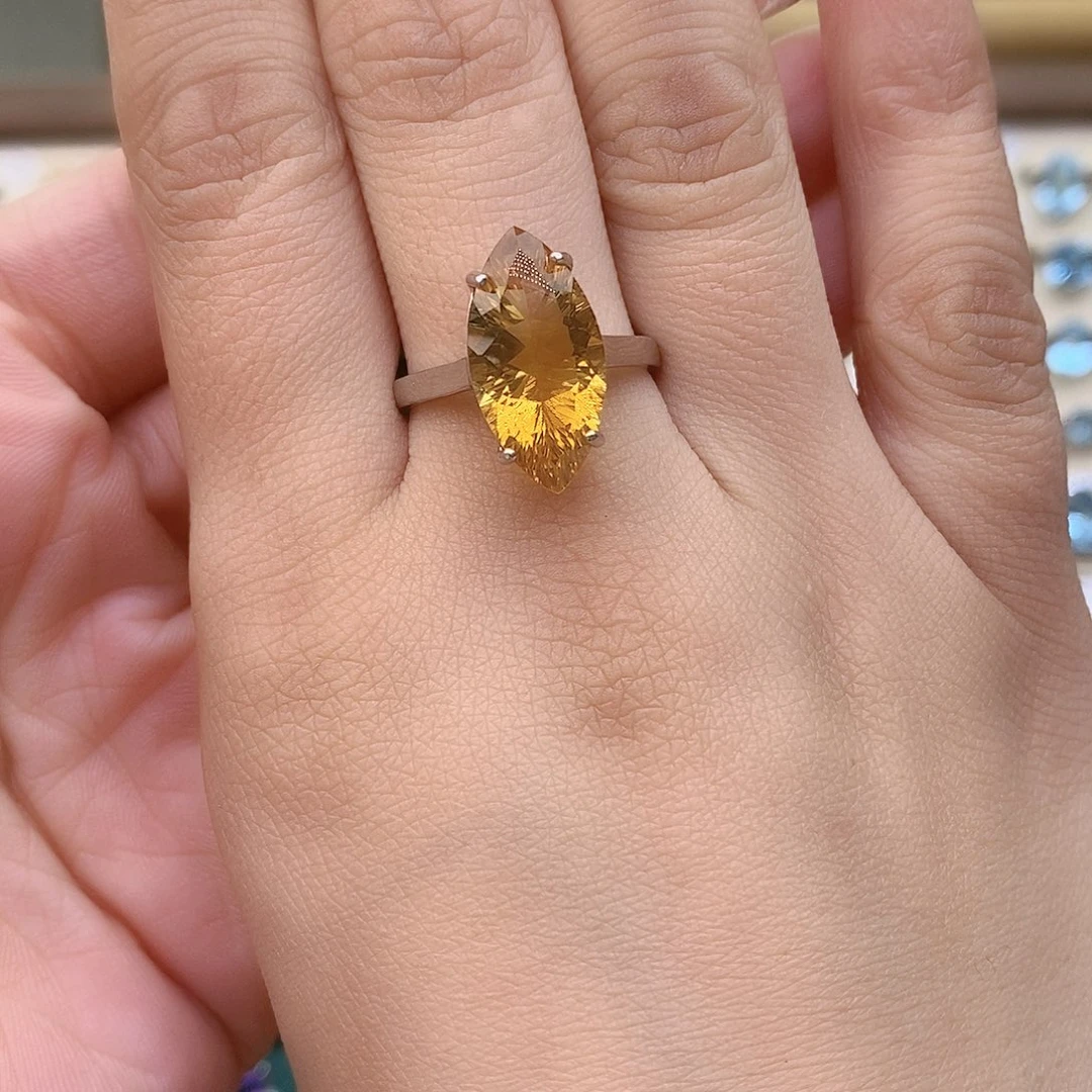 黄晶纯天然无优化黄水晶x银S925镶嵌富*～