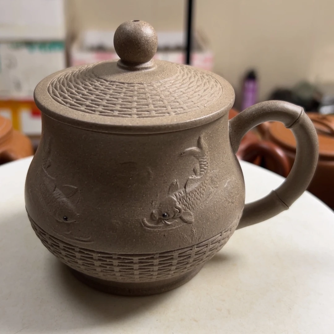 茶壶紫砂老段泥鱼篓盖杯350毫升