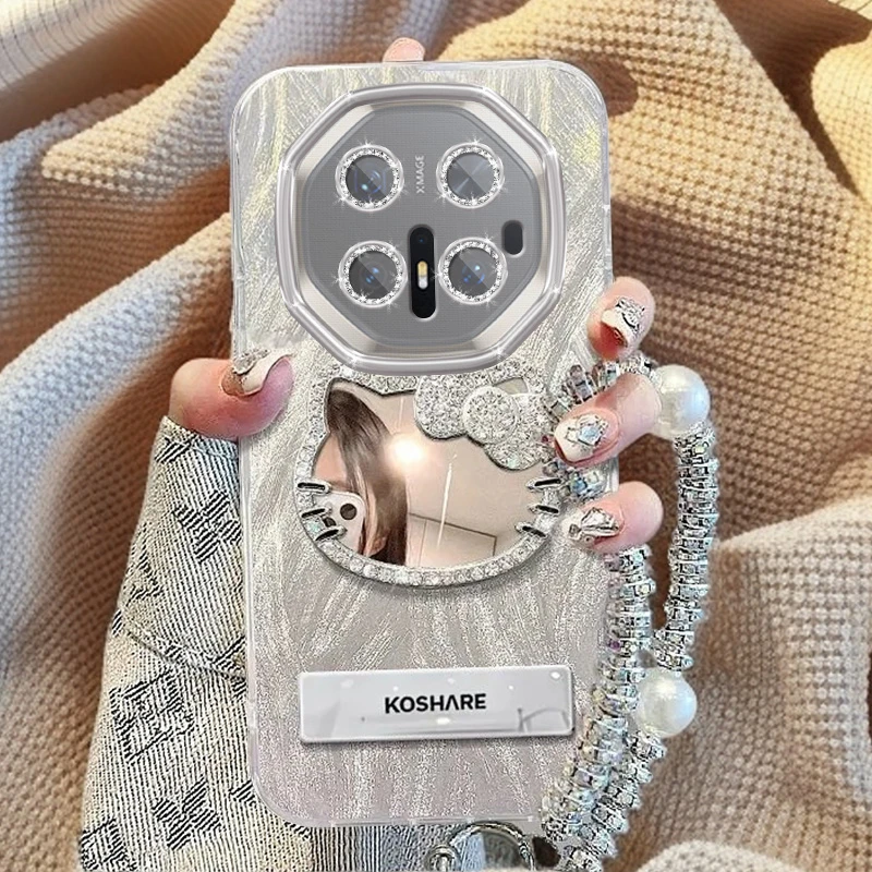 自带镜头膜华为Mate70RS非凡大师手机壳镶钻kt猫镜子全包防摔软壳