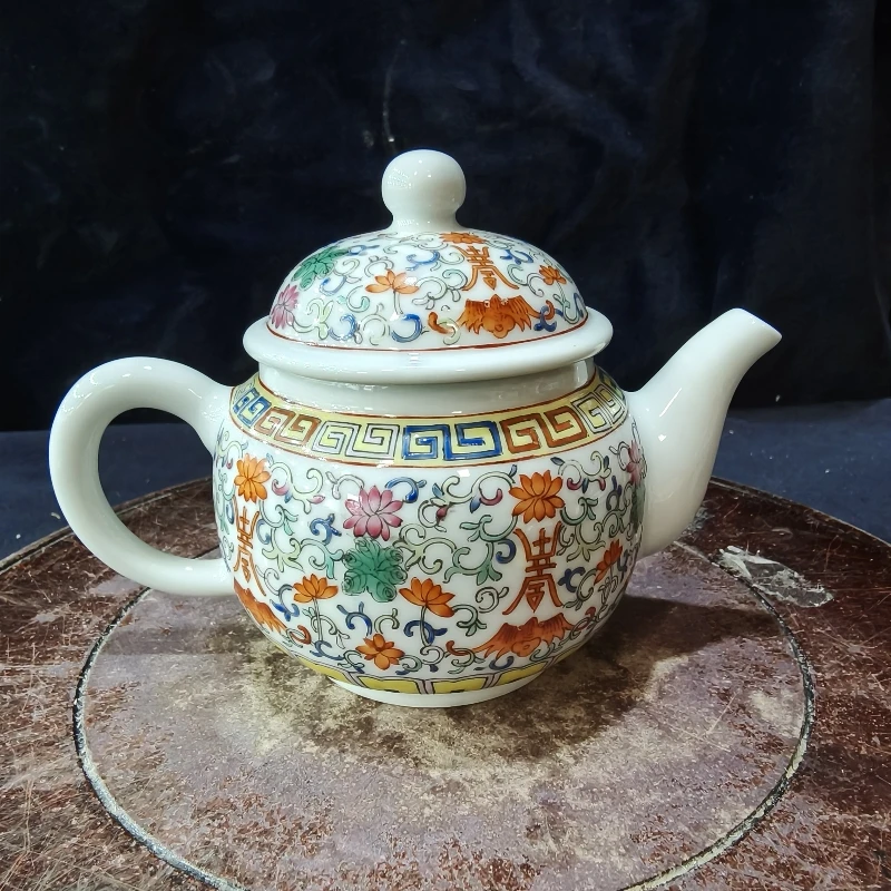 景德镇手绘300ml缠枝莲茶壶厂瓷粉彩陶瓷壶高货陶瓷器收藏艺术