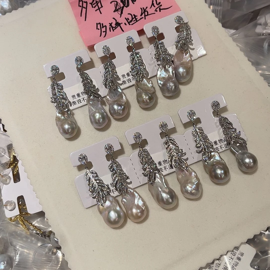 合金淡水珍珠耳饰