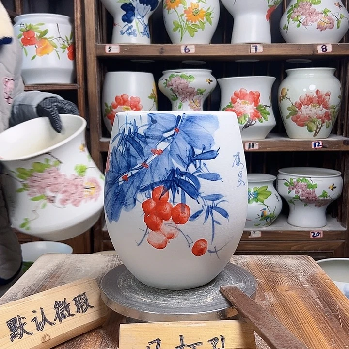 摆件但盆芭蕉叶新款陶瓷陶瓷