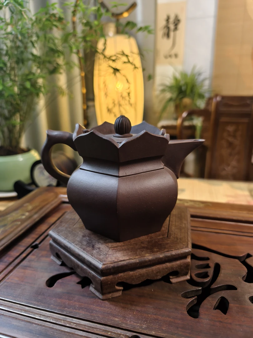 宜兴原矿紫砂老紫泥僧帽壶茶壶茶器茶具