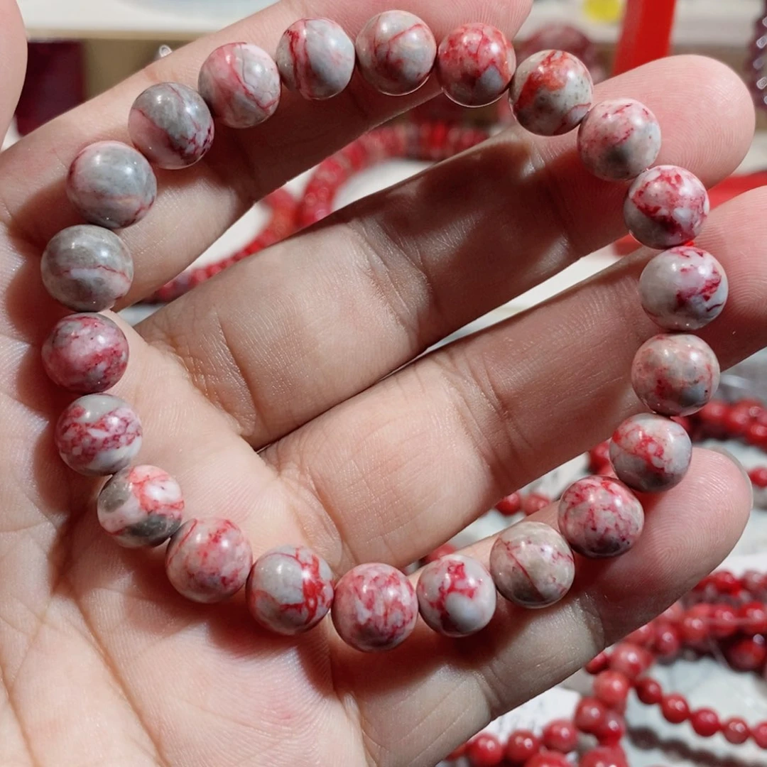 天然辰砂原石手串