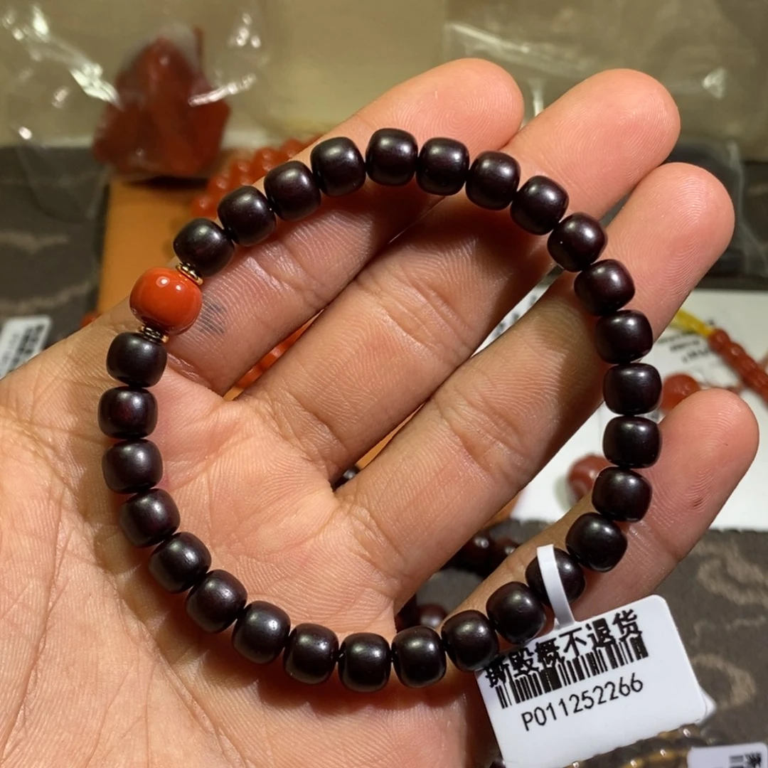 手链未镶嵌南红玛瑙小叶紫檀+南红老型