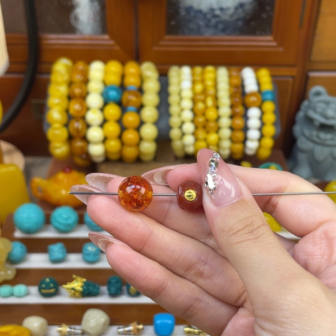 无磁石二代爆花圆珠12mm➕10mm红天然
