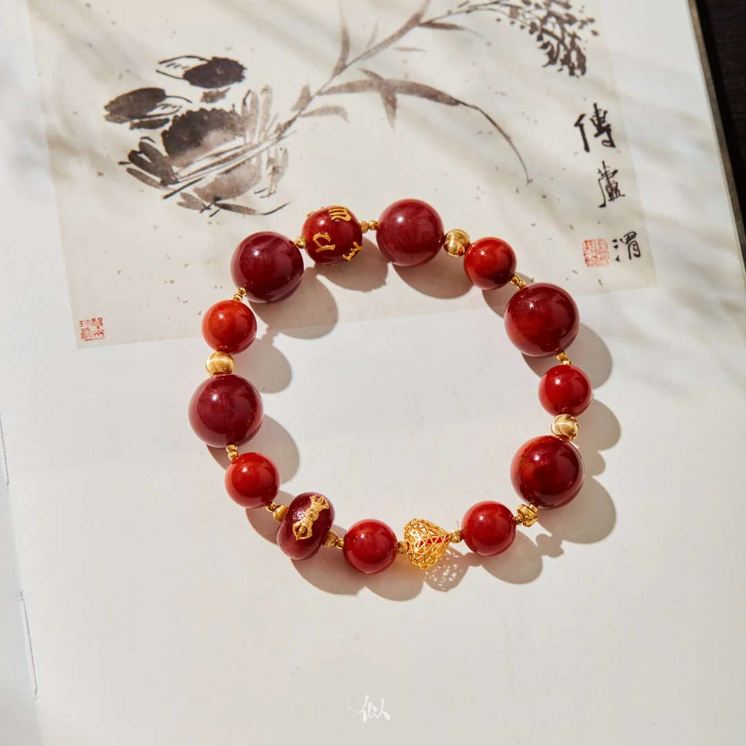 【鸿瑜】·似梓珠宝· 18K南红手串 SZCC2402771