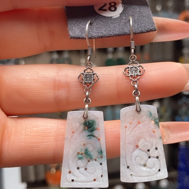 【闪购商品】翡翠耳饰银S925镶嵌耳饰