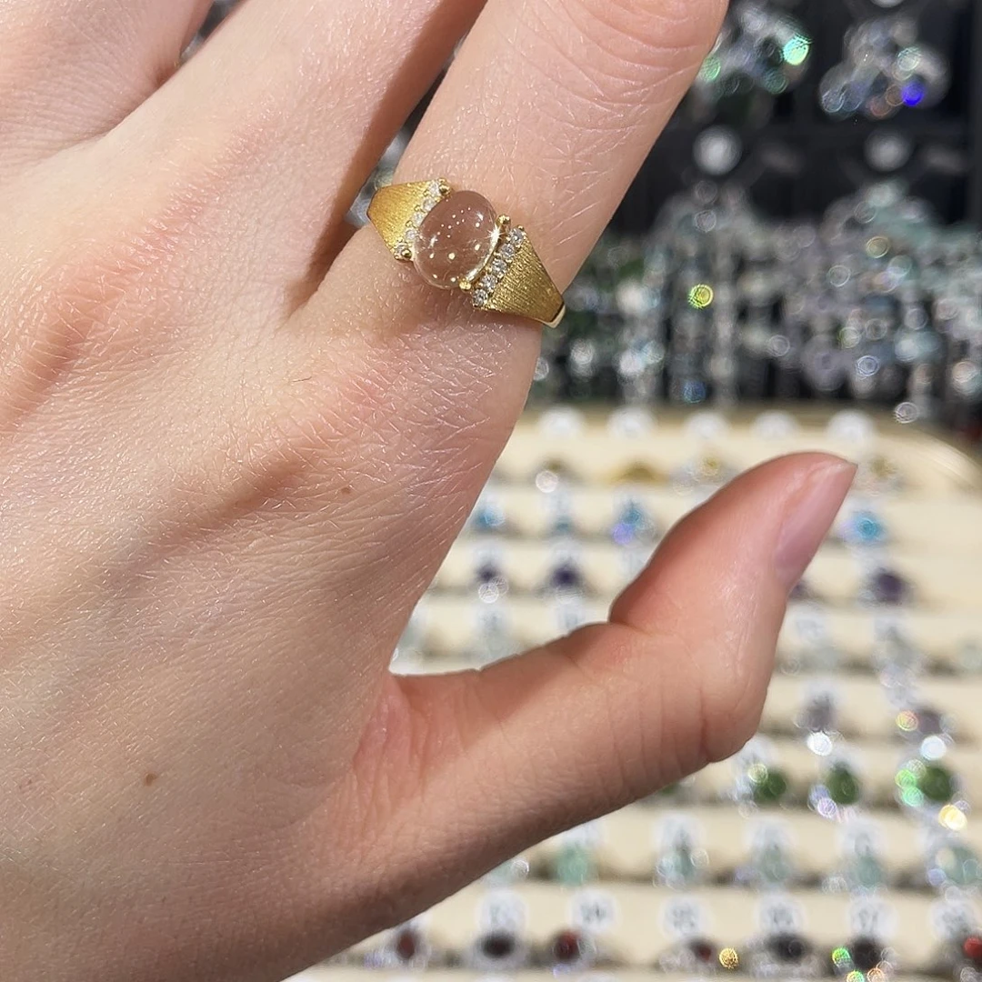 戒指银S925镶嵌黄晶戒指金托不保色