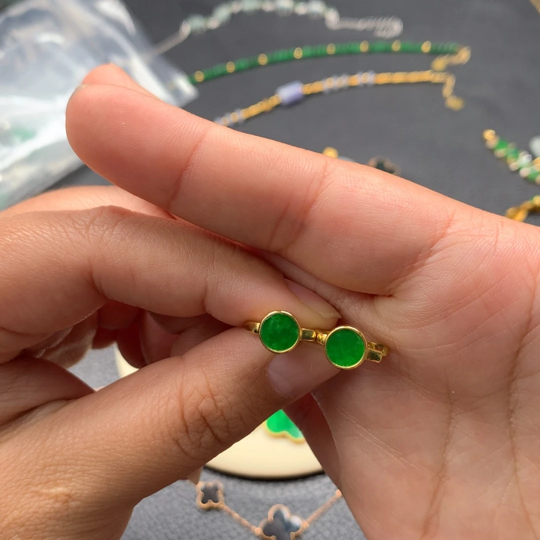 翡翠银S925镶嵌耳饰翡翠