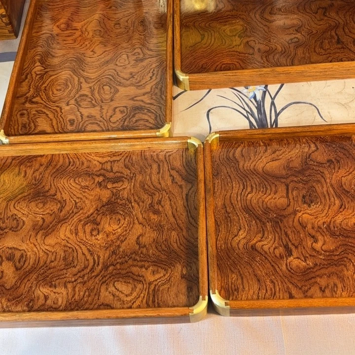 木爱*艺缅甸花梨托盘4个