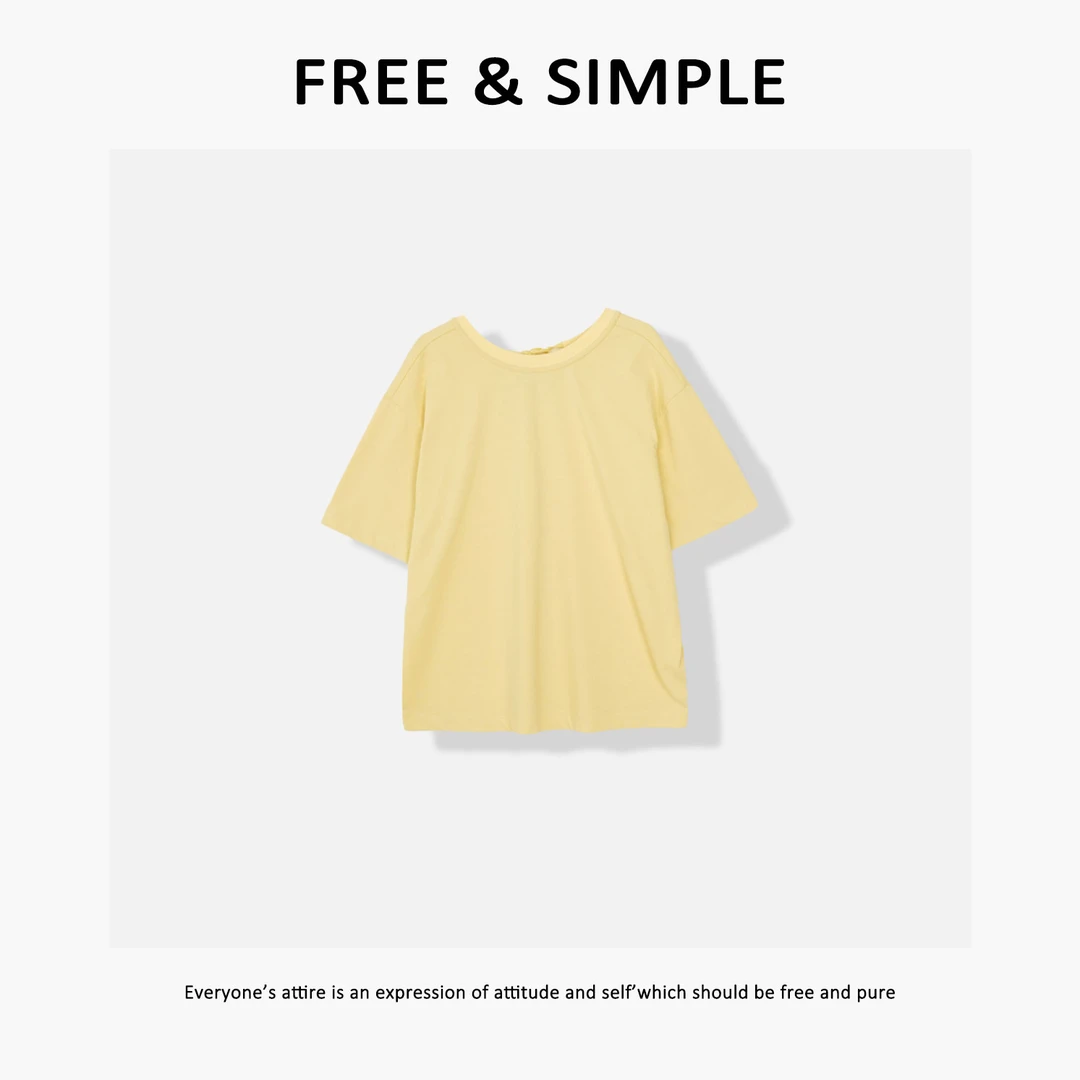 Free&Simple-‘云朵感’极简简易绑带设计正反两穿短袖T恤-T1006
