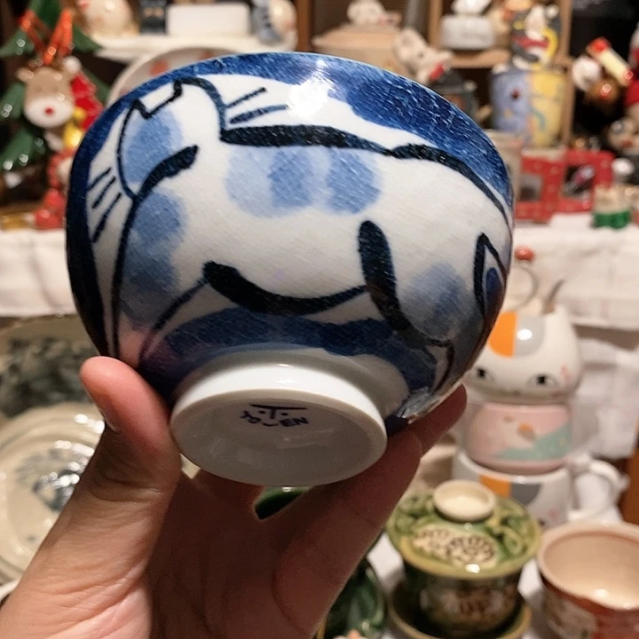 米饭碗猫咪青花米饭碗
