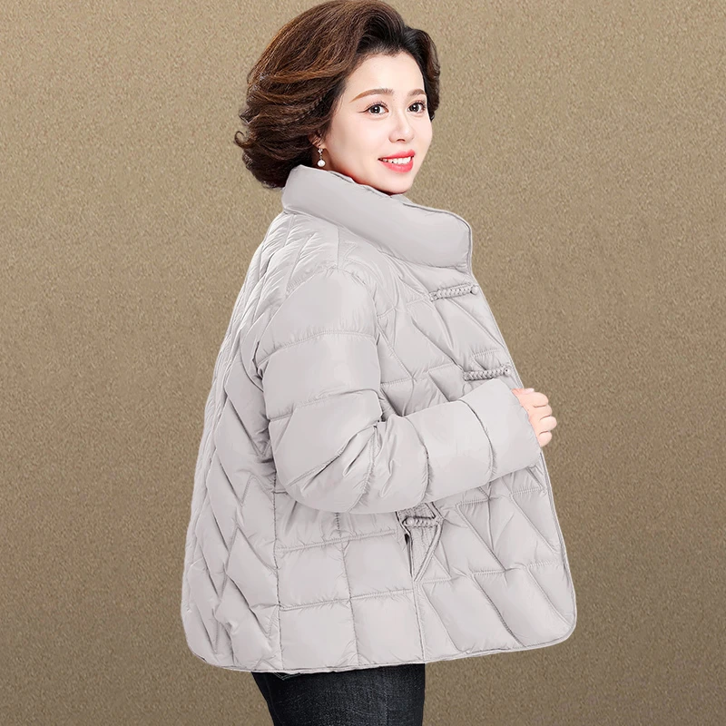 冬装短款轻薄加绒棉袄羽绒加厚毛衣2025秋冬中老气质妈妈棉衣棉服