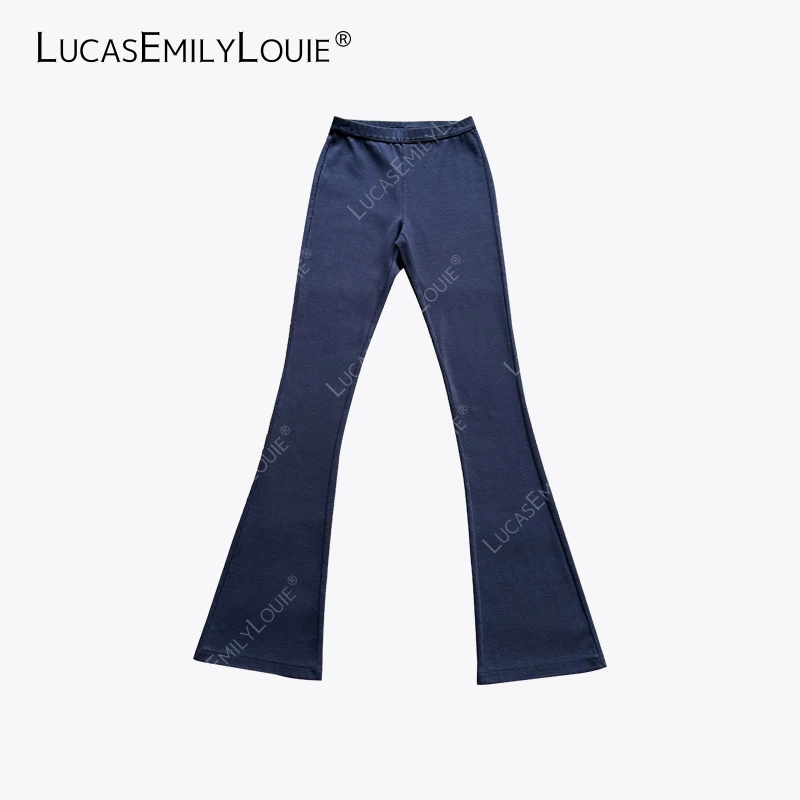 LUCASEMILYLOUIE 极简弹力修身马蹄裤显瘦休闲瑜伽喇叭裤2410449