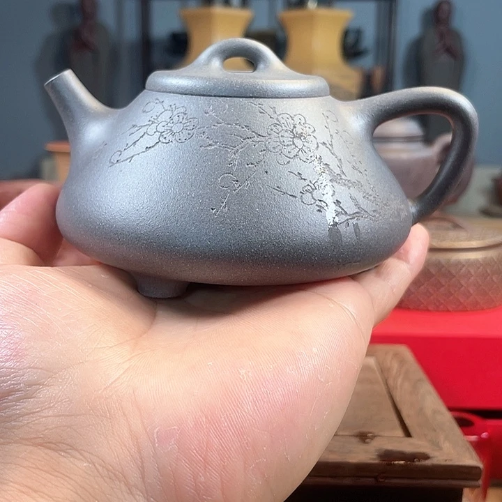 茶杯紫砂子冶石瓢青灰段微瑕