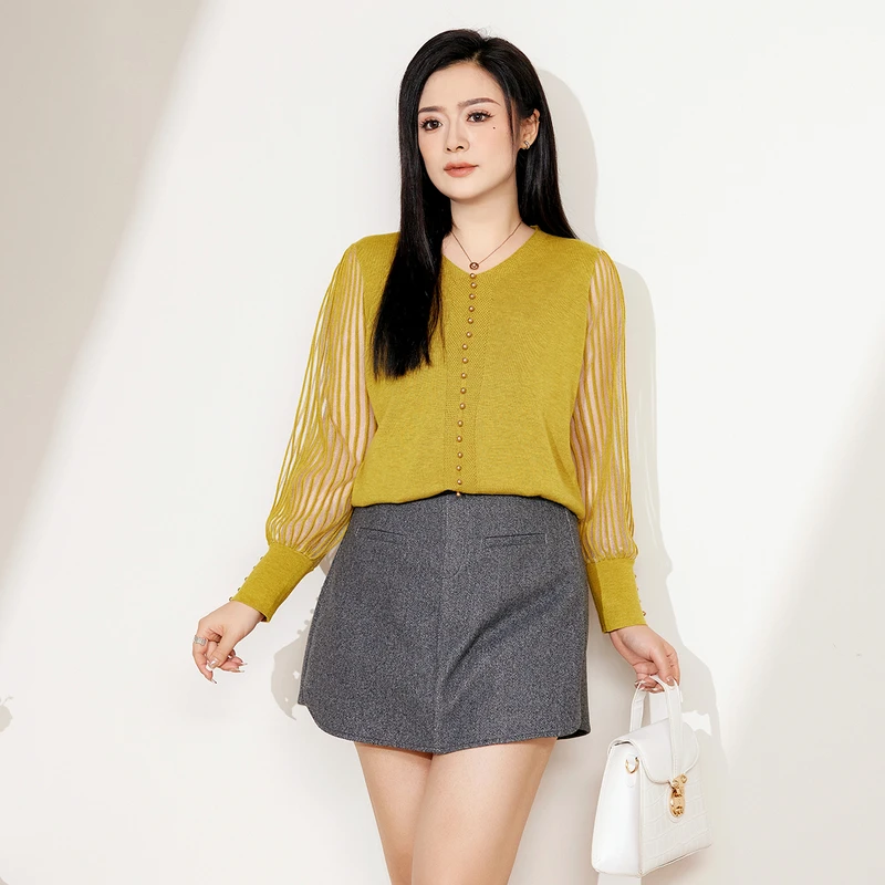 064品牌大码女装2025春季长袖针织衫宽松显瘦气质上衣