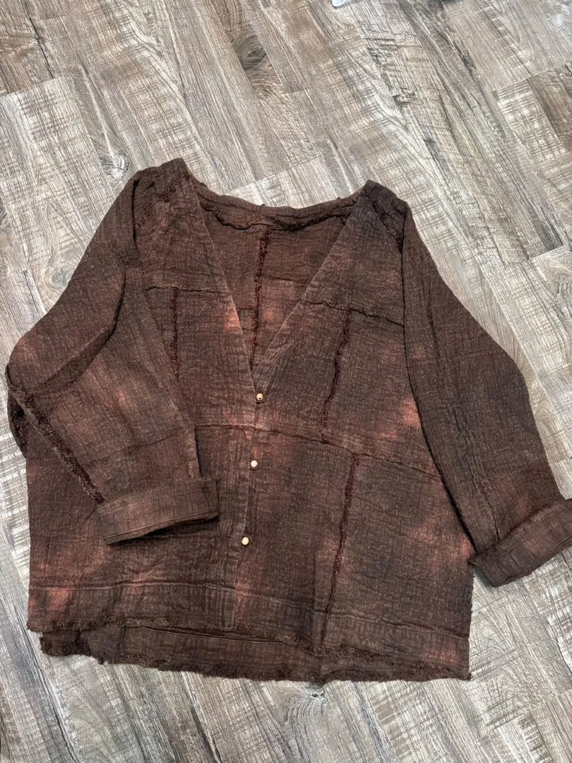 （11.11福利）手工扎染 雨露麻开衫（胸围140衣长65～68）