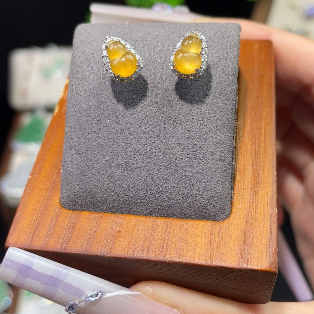 翡翠银S925镶嵌耳饰