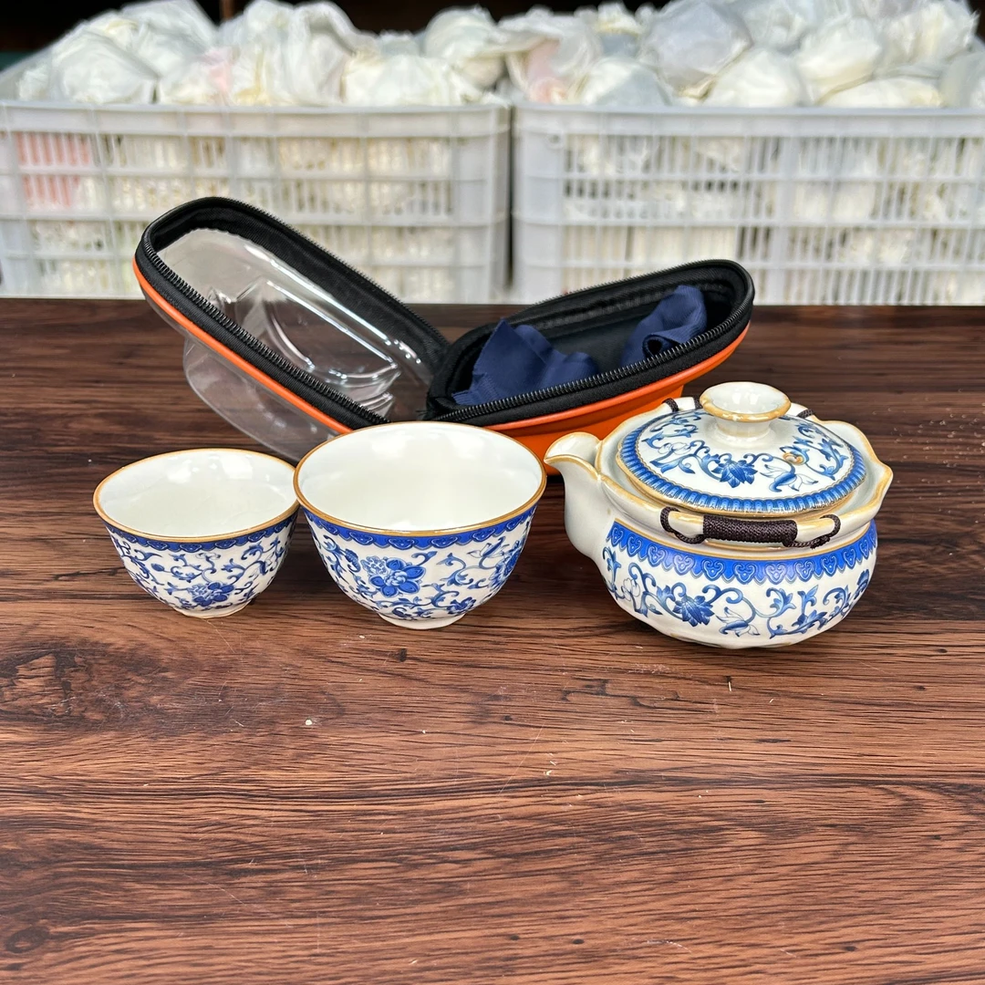 大海茶器@@YS490-古汝缠枝莲手抓壶旅行茶具