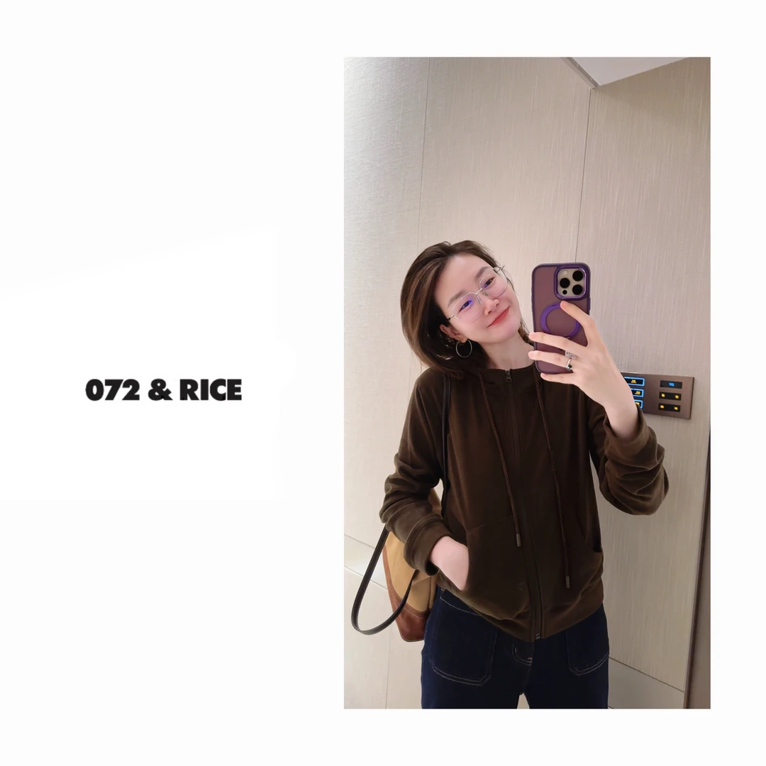 072 & RICE【热可可】秋季休闲连帽拉链长袖外套 A-32QX0199