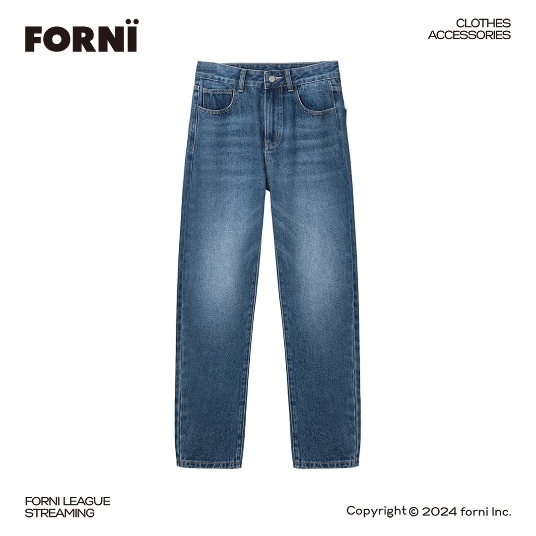 FORNI 细管裤 气质经典显瘦休闲时尚设计师直筒复古牛仔裤