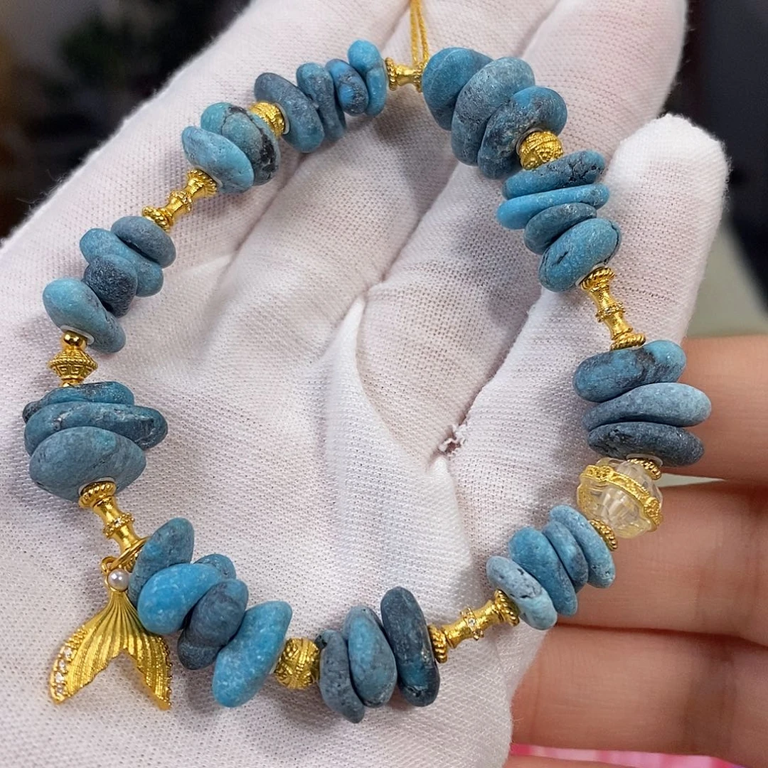 绿松石银S925镀金镶嵌珠宝奇石