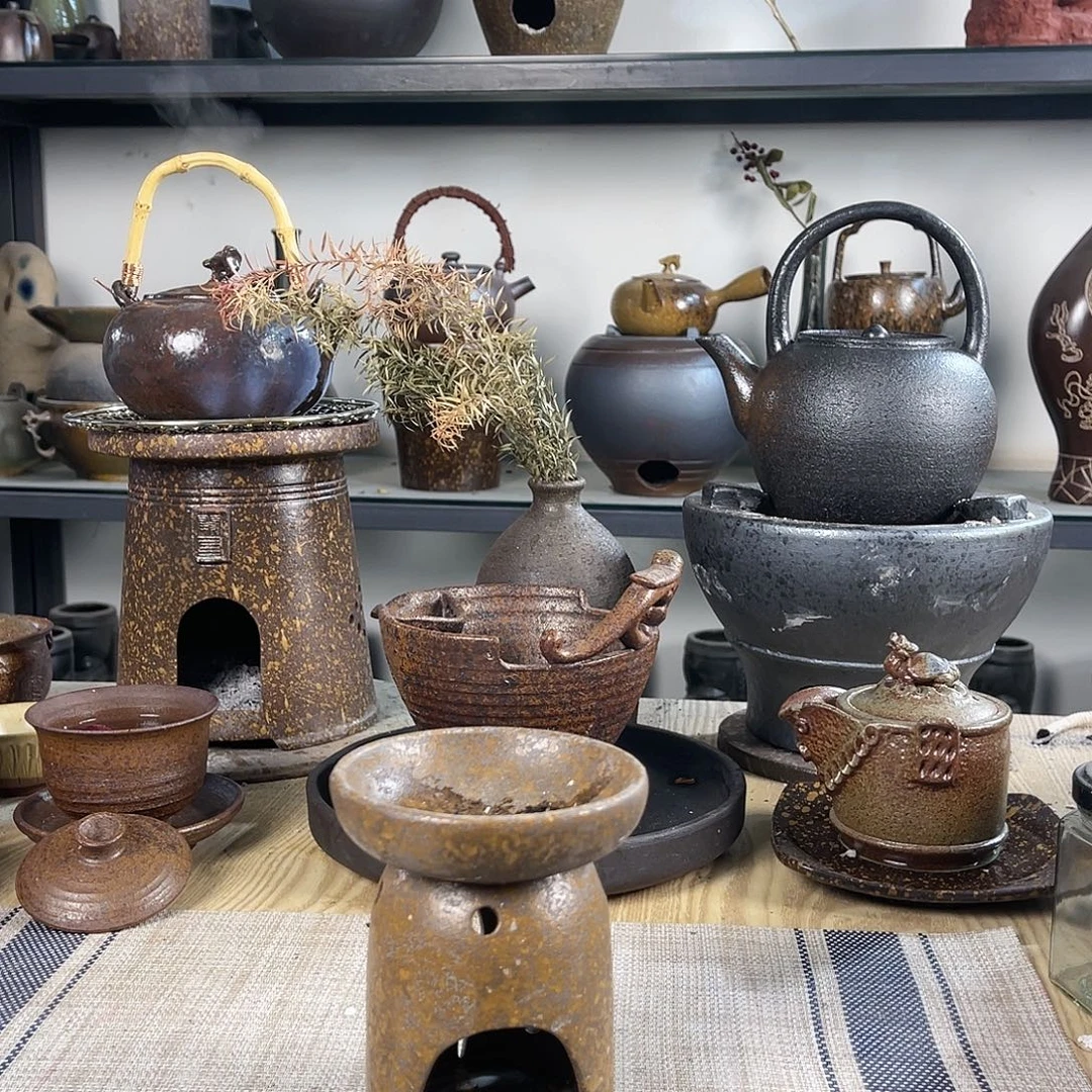 壶紫砂粗陶实用烤茶炉