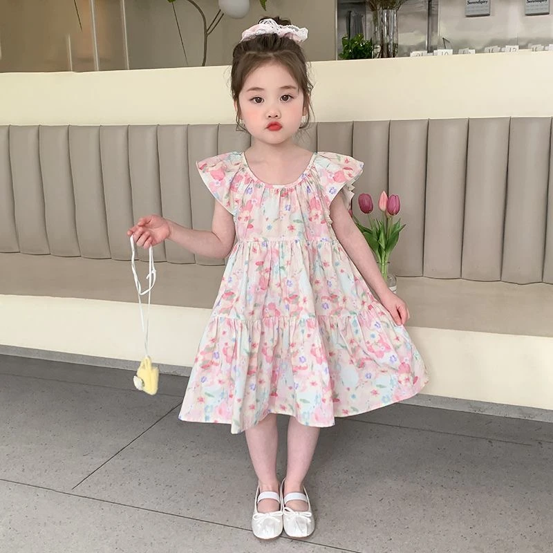 女童夏装连衣裙2025新款洋气时髦儿童碎花公主裙夏季宝宝背心裙子