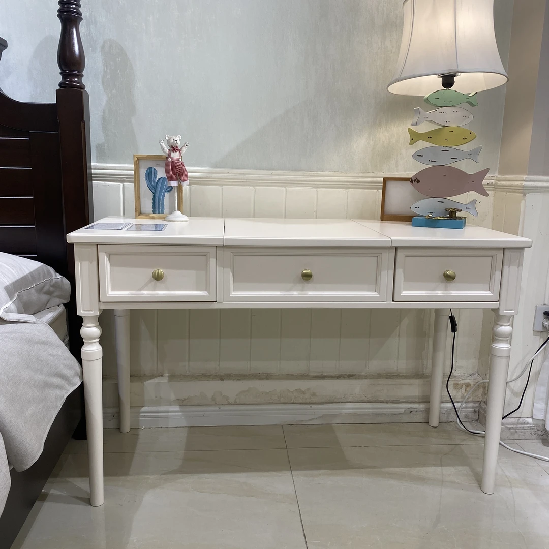 【品牌代工】尚品E1401全原木美式妆台卧室化妆桌白色简约妆台