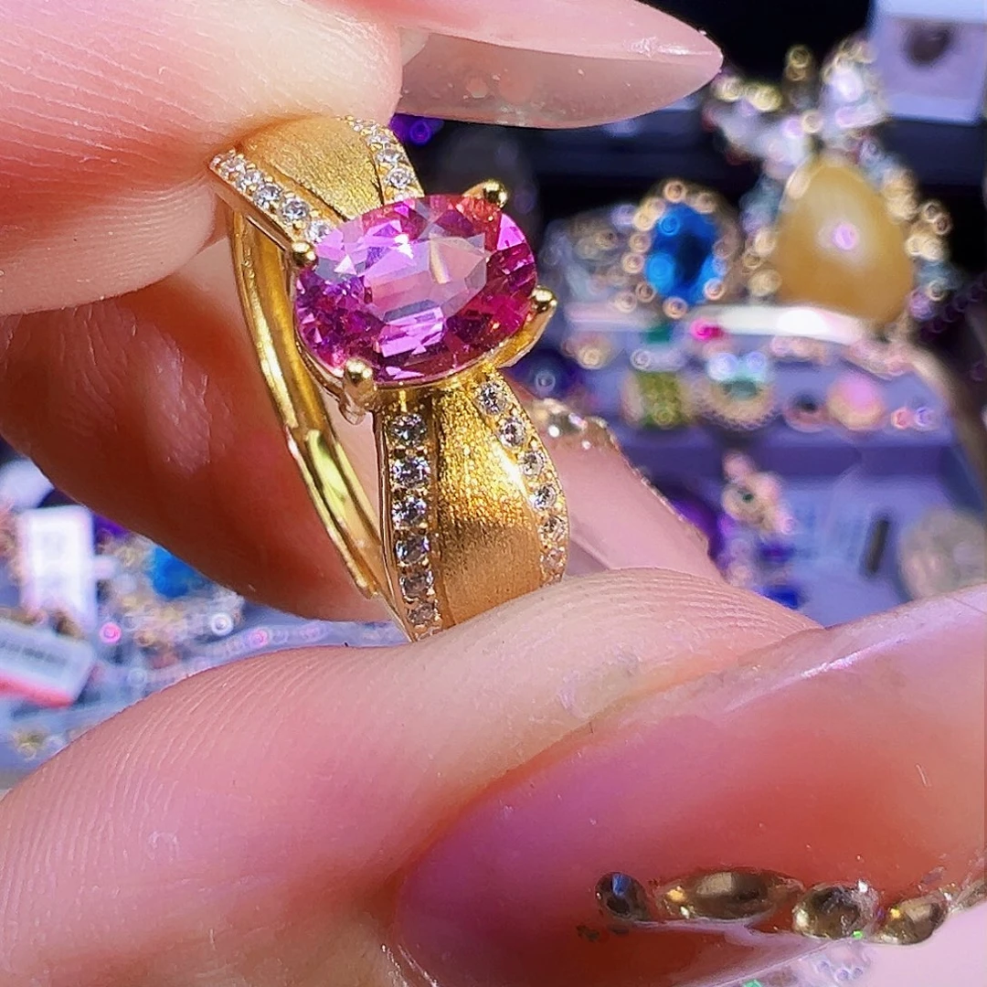 碧玺戒指银S925镶嵌碧玺