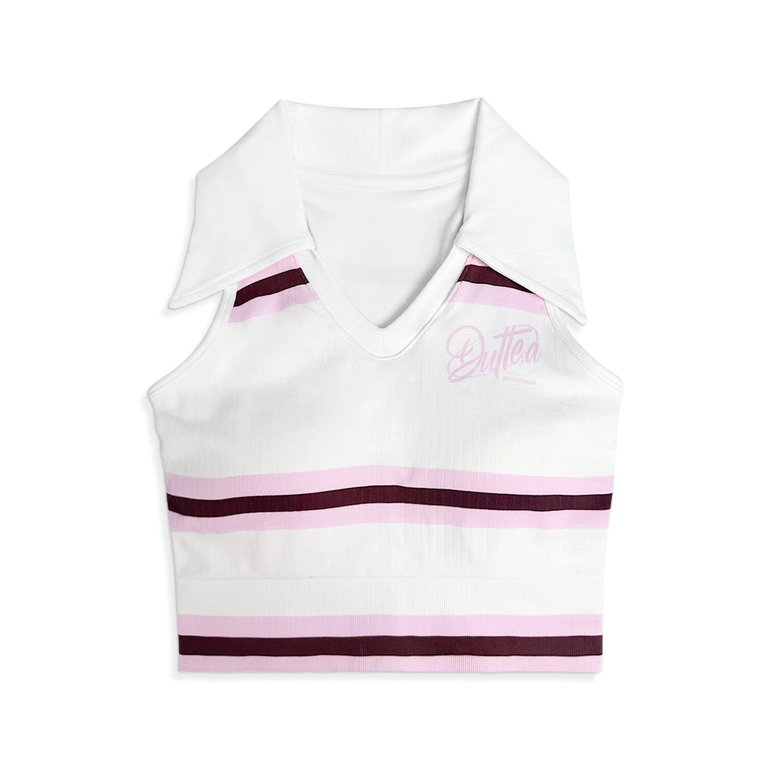 WXH31 背心Polo领春季福利款无缝针织一体杯高弹运动印花长款