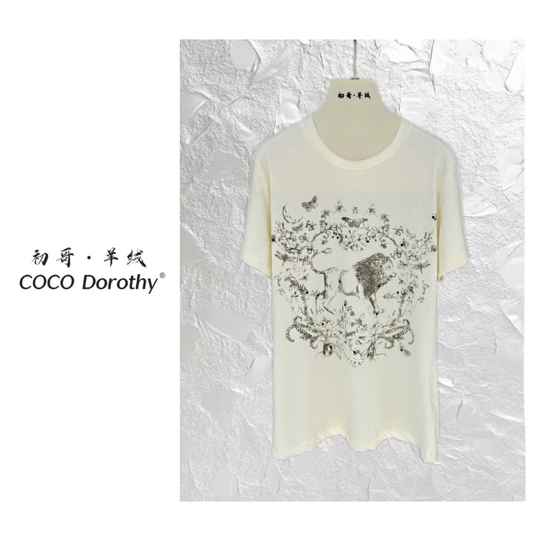【初哥 · COCO Dorothy】丛林系列动物印花宽松圆领短袖T恤-716