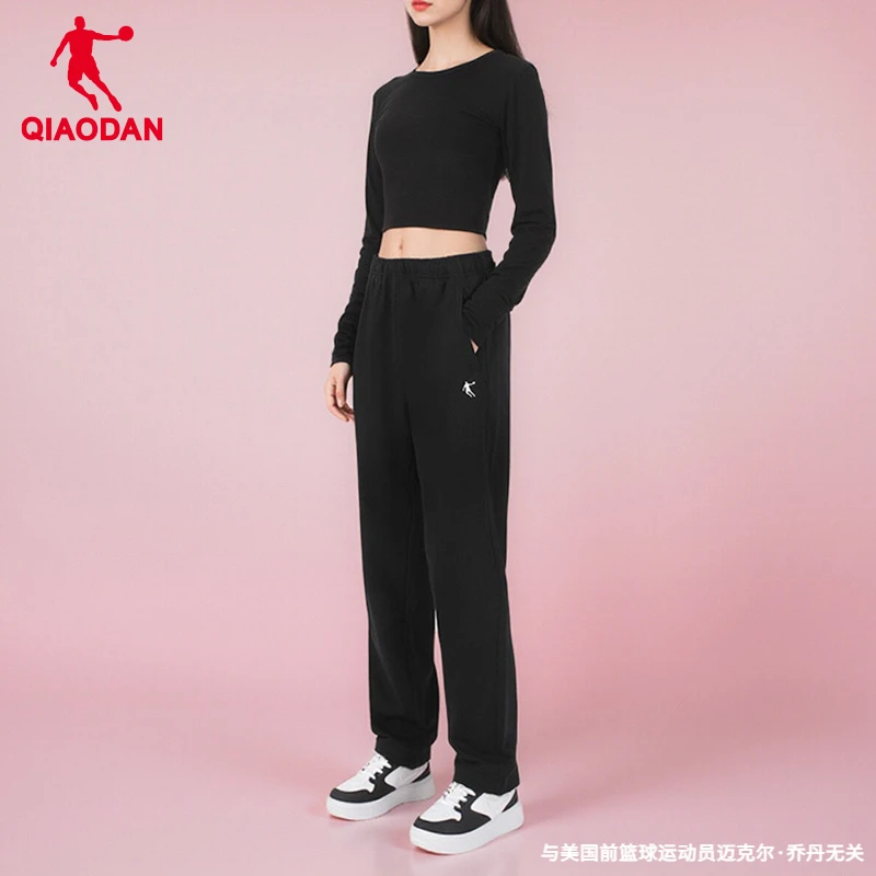 乔丹运动裤女2025夏秋新款官方正品宽松直筒卫裤长裤跑步休闲裤子
